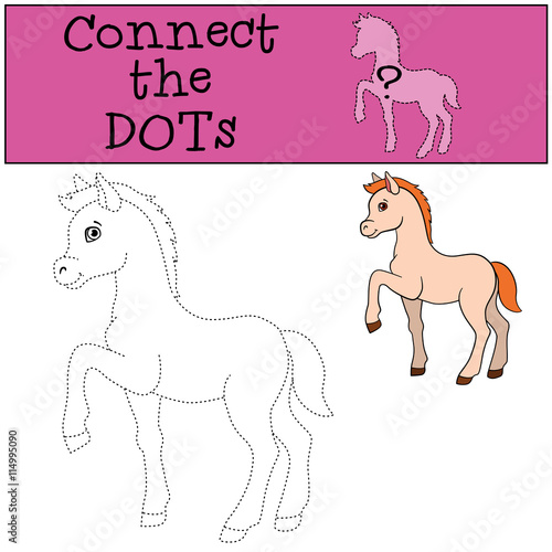 Educational games for kids: Connect the dots. Little cute foal.