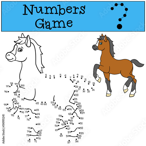 Educational games: Numbers game. Little cute foal.