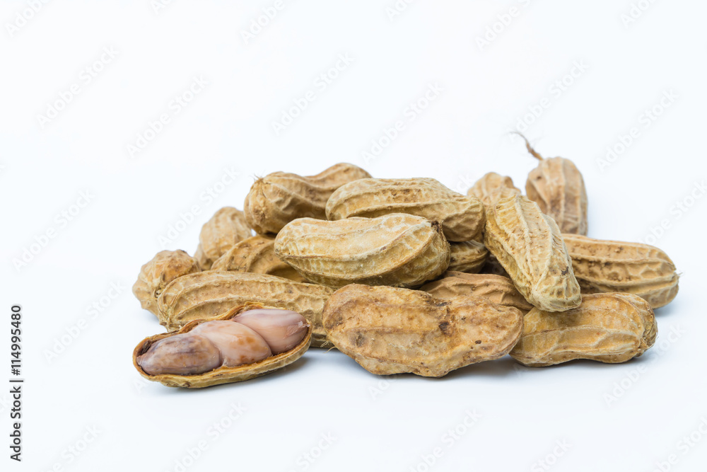 Boiled peanuts on a white background. Boiled peanuts on a white background.