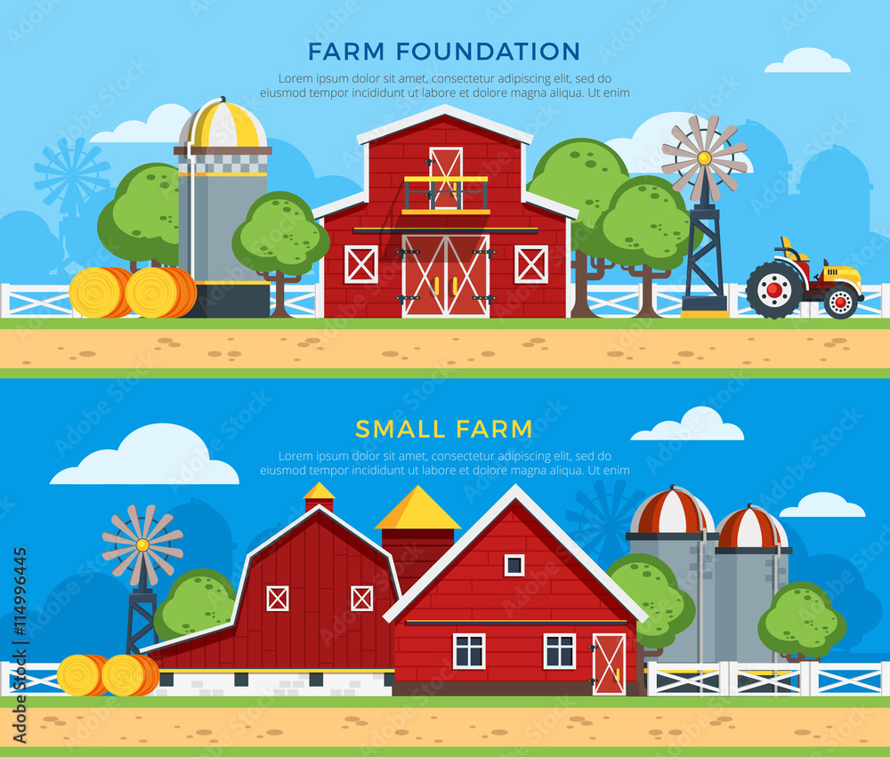 Two Farm Flat Horizontal Banners Two Farm Flat Horizontal Banners
