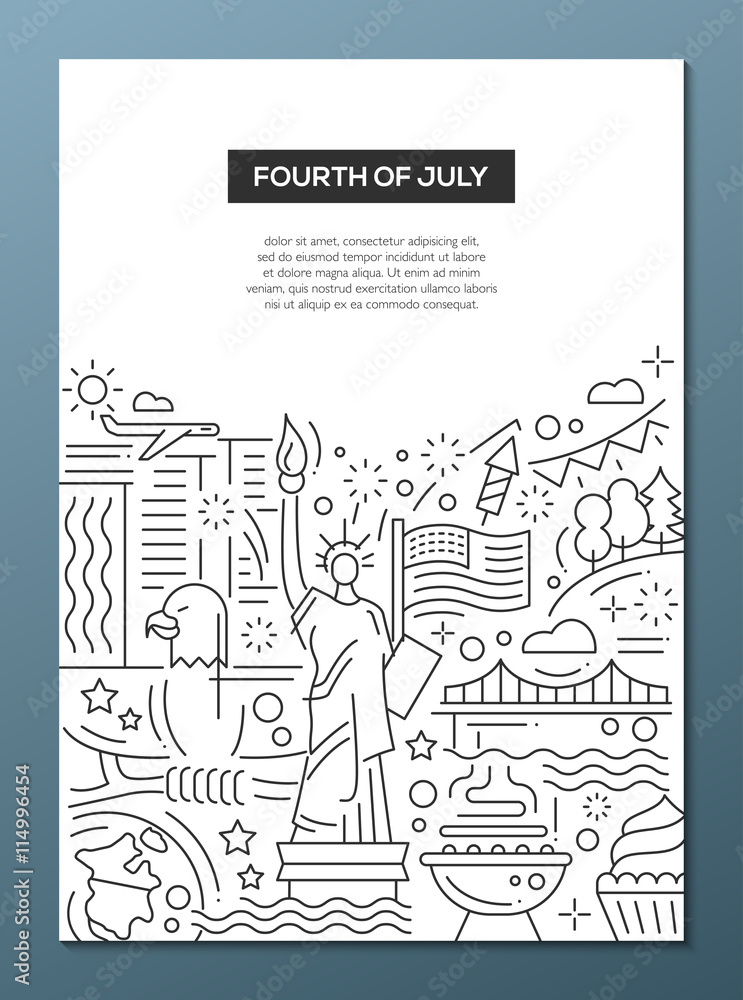 Obraz premium Independence Day - line design brochure poster template A4