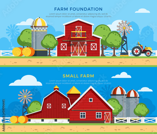 Two Farm Flat Horizontal Banners