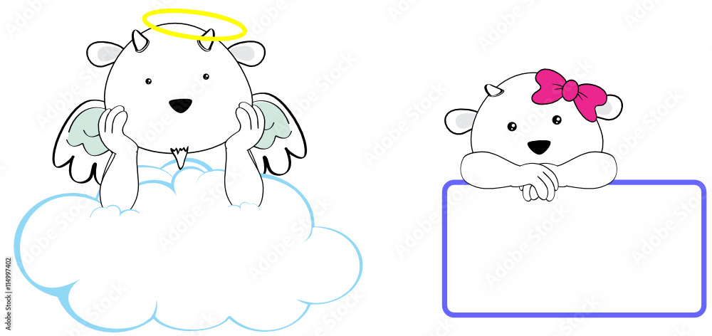 sweet cherub goat girl and boy angel cartoon pack collection in vector format