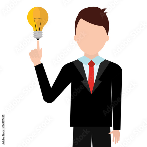 Young businessman with great ideas cartoon, vector illustration.