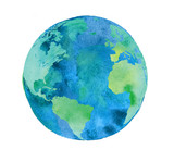 hand painted Earth globe. watercolor artwork