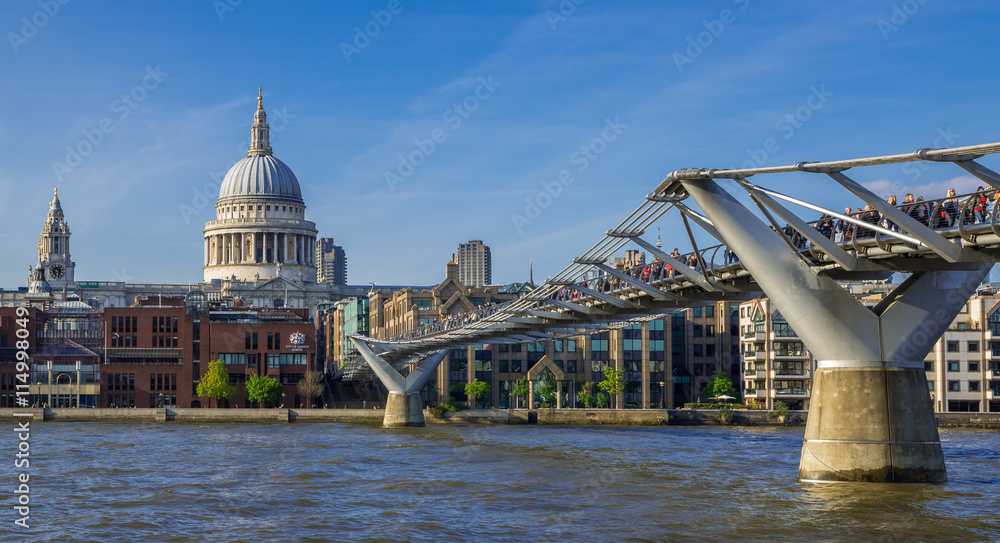 Millenium Bridge and Saint Pauls Cathedral, London, United Kingdom