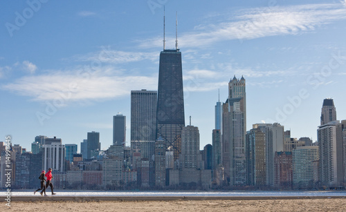 Jogging by Lake Michigan in Chicago