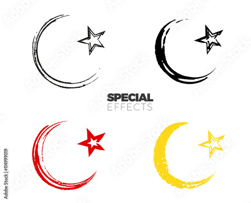 Hand drawn paint islamic symbol, simple Muslim sign sketch