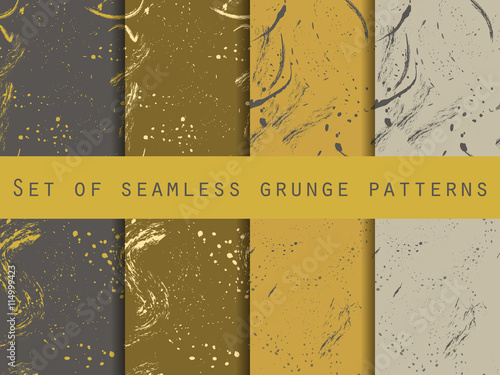 Seamless pattern in grunge style. Design with clots and strokes. Vector texture.