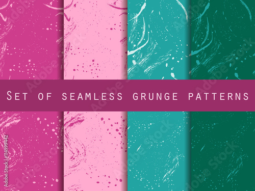 Seamless pattern in grunge style. Design with clots and strokes. Vector texture.