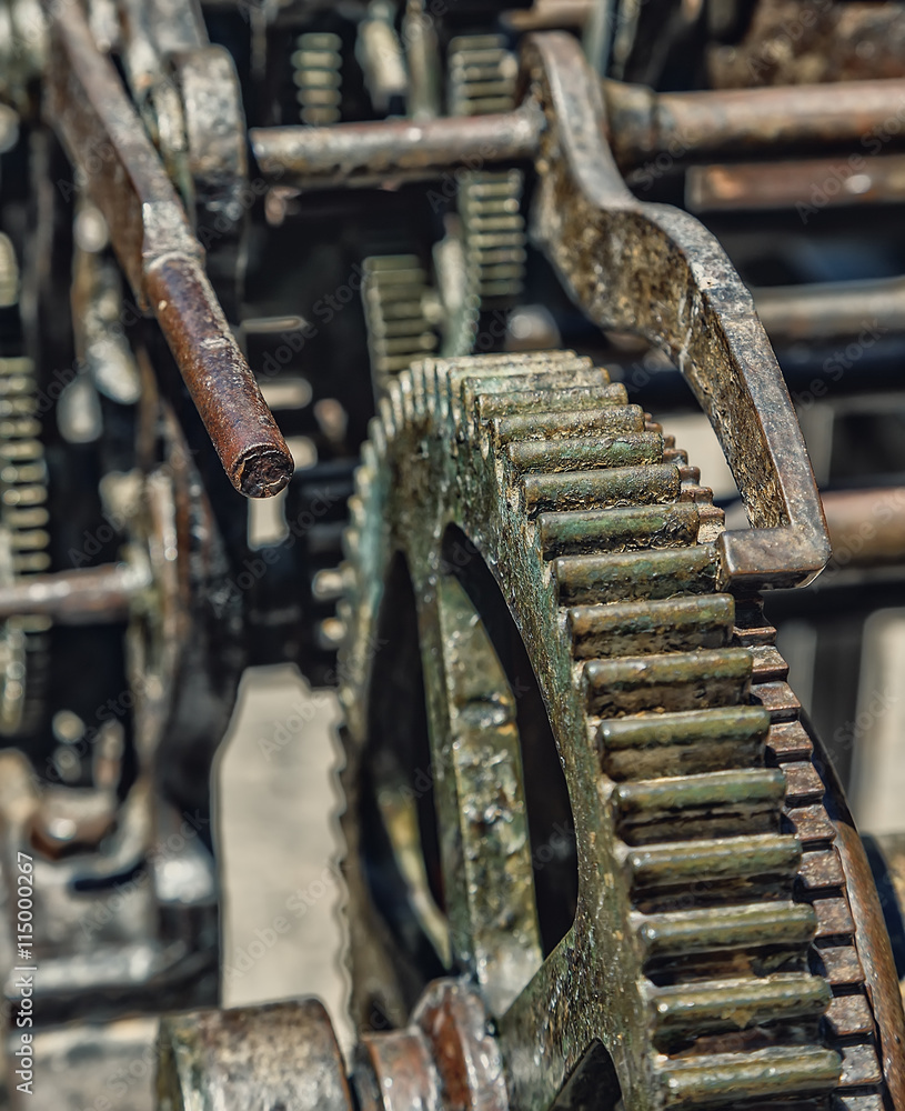 Old mechanism of a big tower clock Old mechanism of a big tower clock