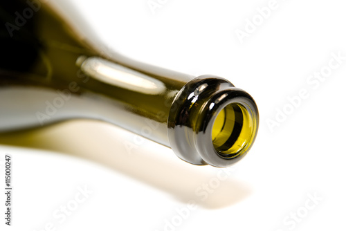 The edge of the neck of a glass bottle photo