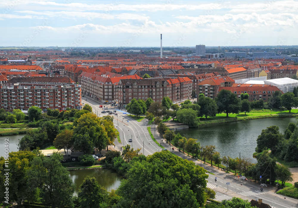 Aerial view of Amagerbro district in Copenhagen, Denmark