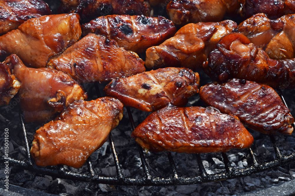 Chicken buffalo wings cooked on smoke grill Chicken buffalo wings cooked on smoke grill