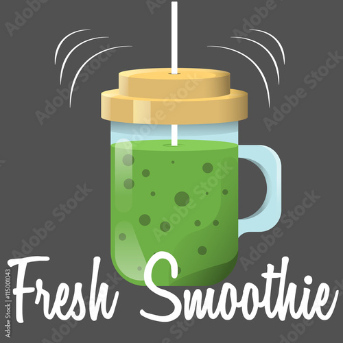 Smoothie with kiwi on black background