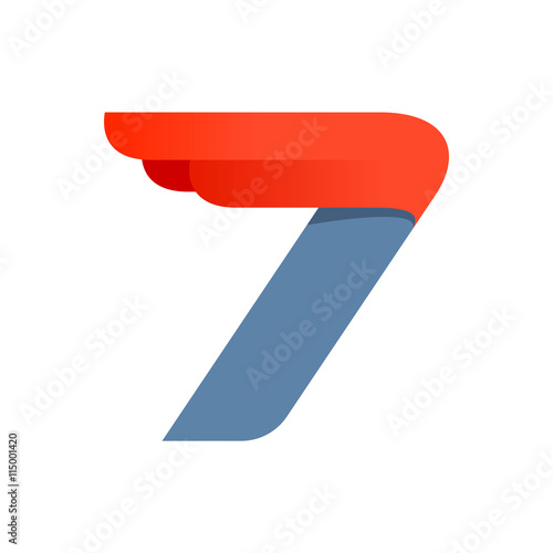 Winged sport number seven logo.