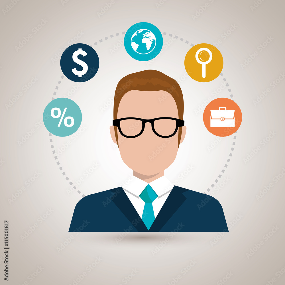 person with set business icon design, vector illustration graphic person with set business icon design, vector illustration graphic