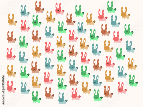 Fototapeta Naklejka Na Ścianę i Meble -  Colors Rabbits pattern, vector illustration