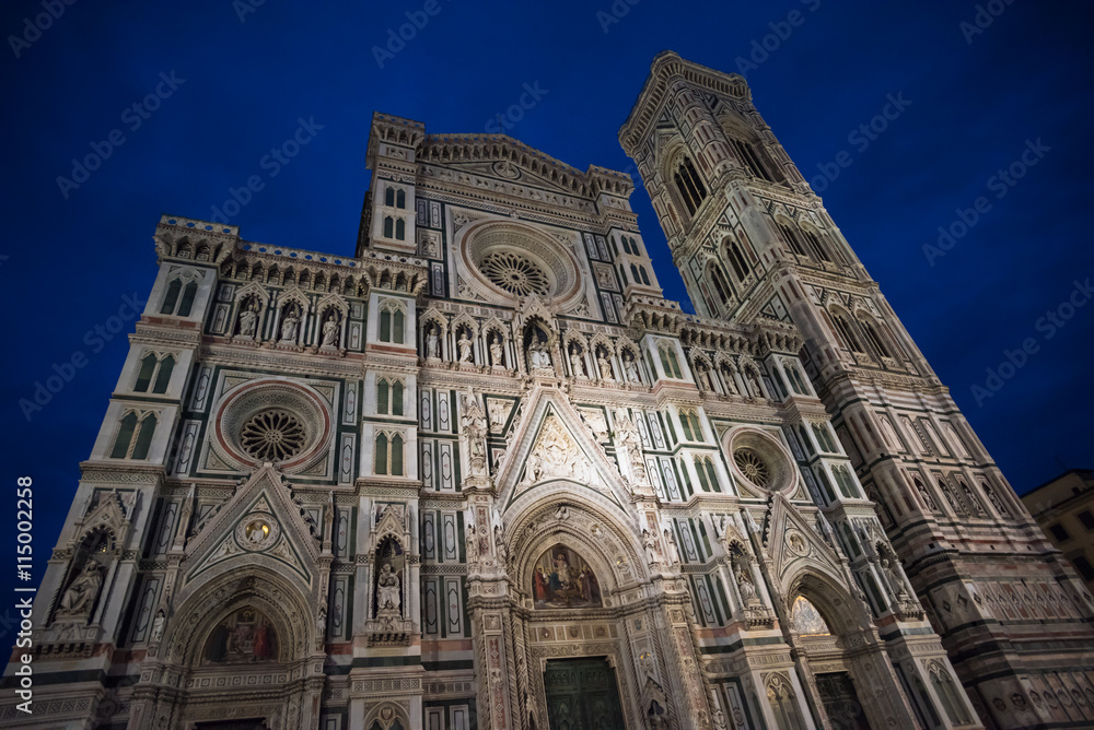 Santa Maria del Fiore Cathedral, also called Duomo, at night, Tuscany