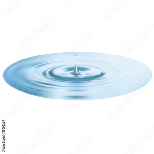Water drop and ripple or circle isolated over white. 3d illustration