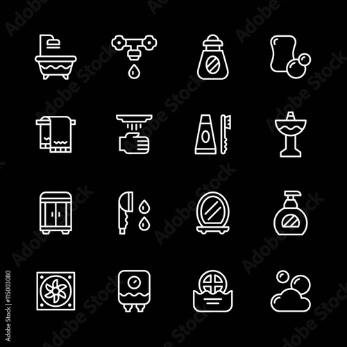 Set line icons of bathroom