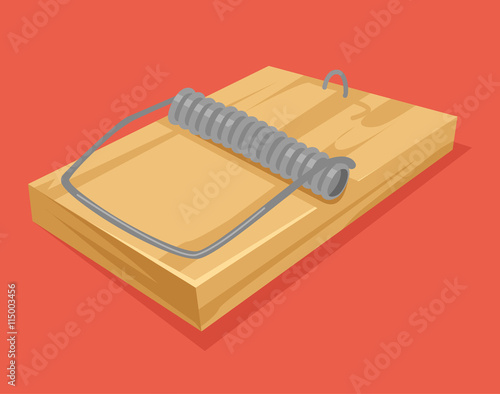 Empty mousetrap vector flat cartoon icon illustration