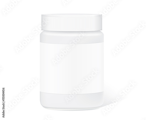 Glass jar empty transparent isolated on white background for packaging design template of any product.
