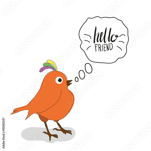 Bird says friendship day cute hand drawing vector illustration for your design