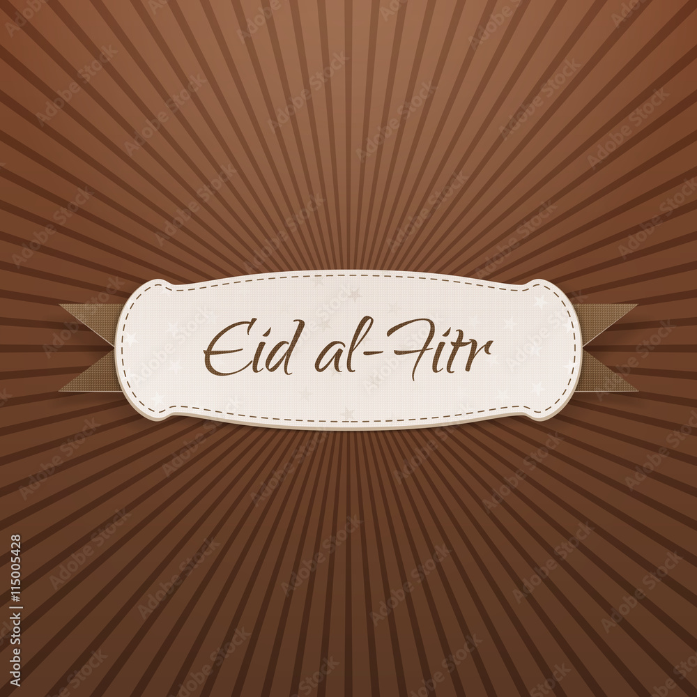 Obraz premium Eid al-Fitr realistic textile Tag with Text