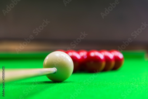Snooker ball on snooker table photo