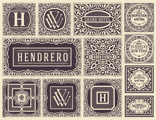 Retro cards set. Elements layered.