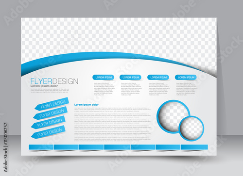 Flyer, brochure, magazine cover template design landscape orientation for education, presentation, website. Blue color. Editable vector illustration.