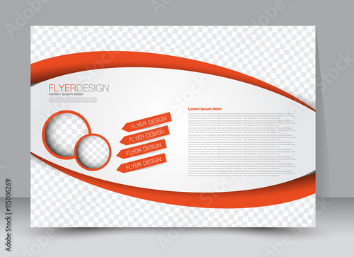Flyer, brochure, magazine cover template design landscape orientation for education, presentation, website. Orange color. Editable vector illustration.