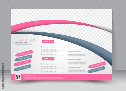 Flyer, brochure, magazine cover template design landscape orientation for education, presentation, website. Pink and grey color. Editable vector illustration.