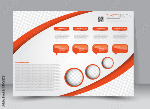 Flyer, brochure, magazine cover template design landscape orientation for education, presentation, website. Orange color. Editable vector illustration.