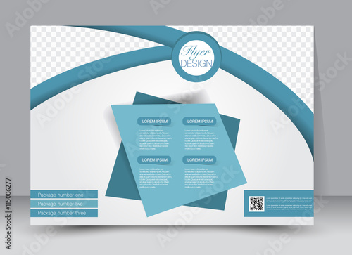 Flyer, brochure, magazine cover template design landscape orientation for education, presentation, website. Blue color. Editable vector illustration.