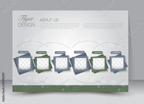 Flyer, brochure, magazine cover template design landscape orientation for education, presentation, website. Green color. Editable vector illustration.