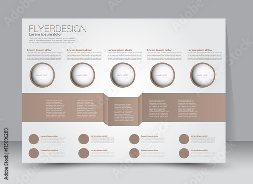 Flyer, brochure, magazine cover template design landscape orientation for education, presentation, website. Brown color. Editable vector illustration.