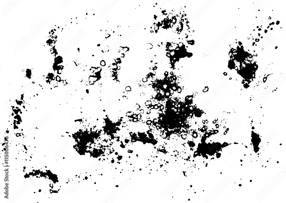 Obraz premium Black silhouette spot with droplets, smudges, stains, splashes.