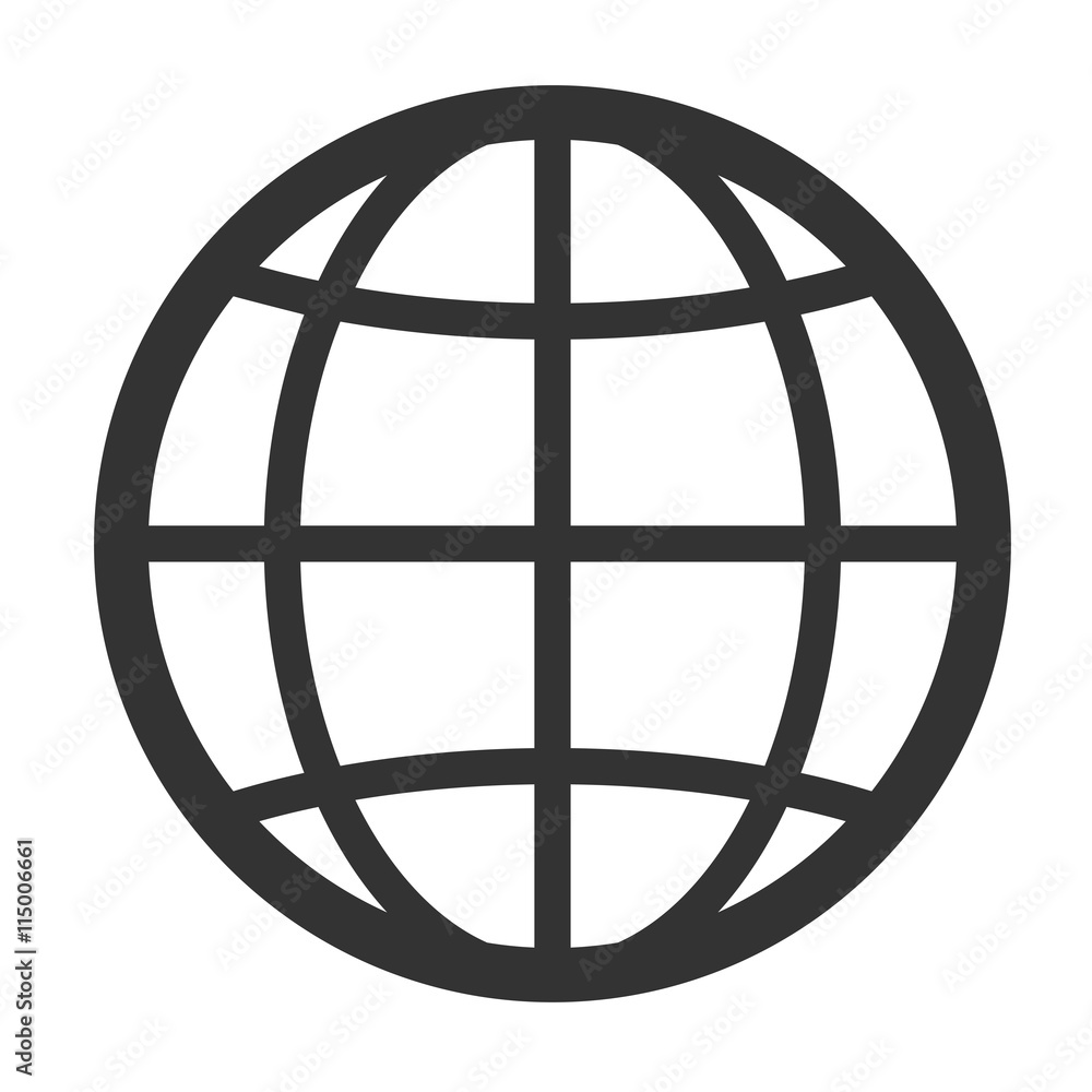Obraz Globe icon. Simple black logo of globe. Globe flat picture isolated on a white background. Vector illustration