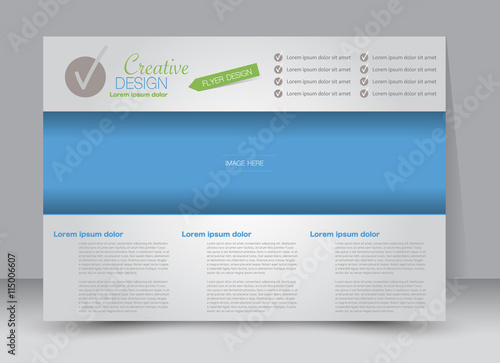 Flyer, brochure, magazine cover template design landscape orientation for education, presentation, website. Blue and green color. Editable vector illustration.