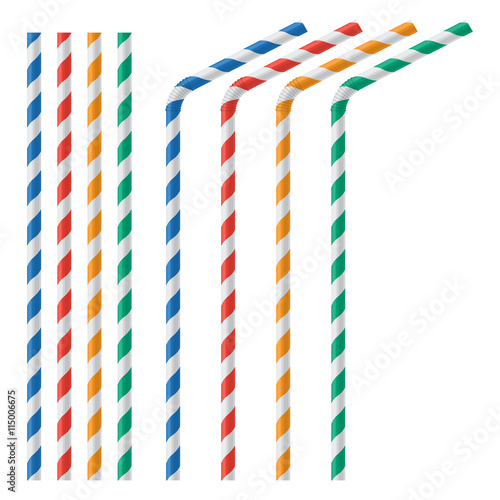 Straw for beverage colorful vector illustration isolated on a white background photo