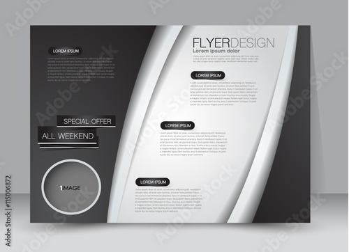 Flyer, brochure, billboard template design landscape orientation for education, presentation, website. White and black color. Editable vector illustration.