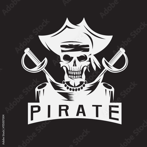 skull captain pirate in hat with swords vector design template © UVAconcept