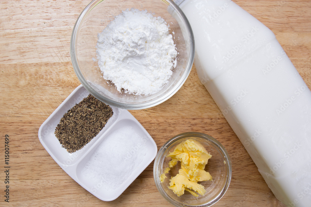 salt pepper milk flour butter salt pepper milk flour butter