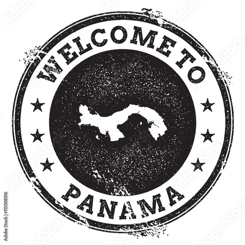 Vintage passport welcome stamp with Panama map. Grunge rubber stamp with Welcome to Panama text, vector illustration.