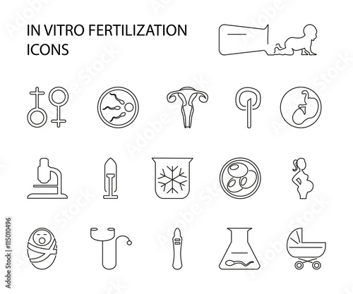 In vitro fertilization set icons.