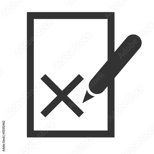 Blacklist icon. Rejected symbol on the file with a pen. Flat list with shadow. Vector illustration.