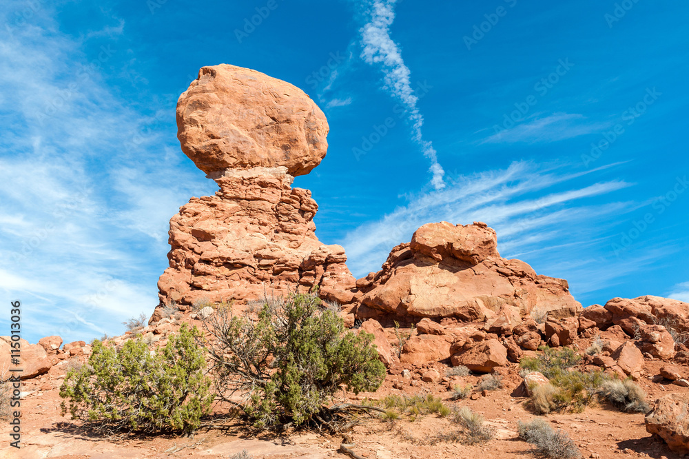 balanced rock in Arches National Park, Utah, USA