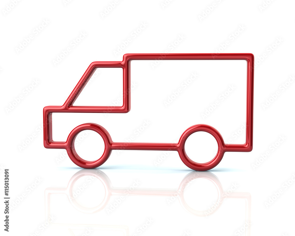 3d illustration of red truck car icon 3d illustration of red truck car icon